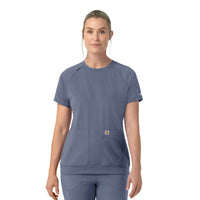 Carhartt Cross-Flex Knit Women's Crew Neck Scrub Top - Approaching Storm