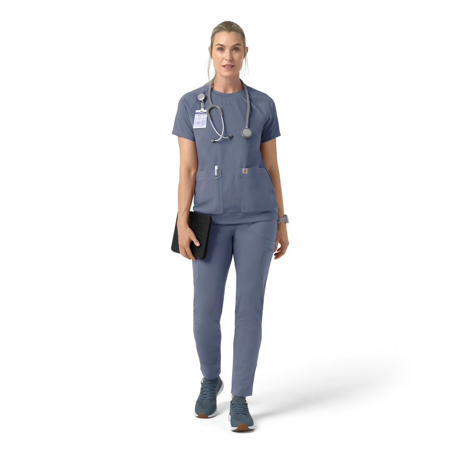 Carhartt Cross-Flex Knit Women's Crew Neck Scrub Top - Approaching Storm