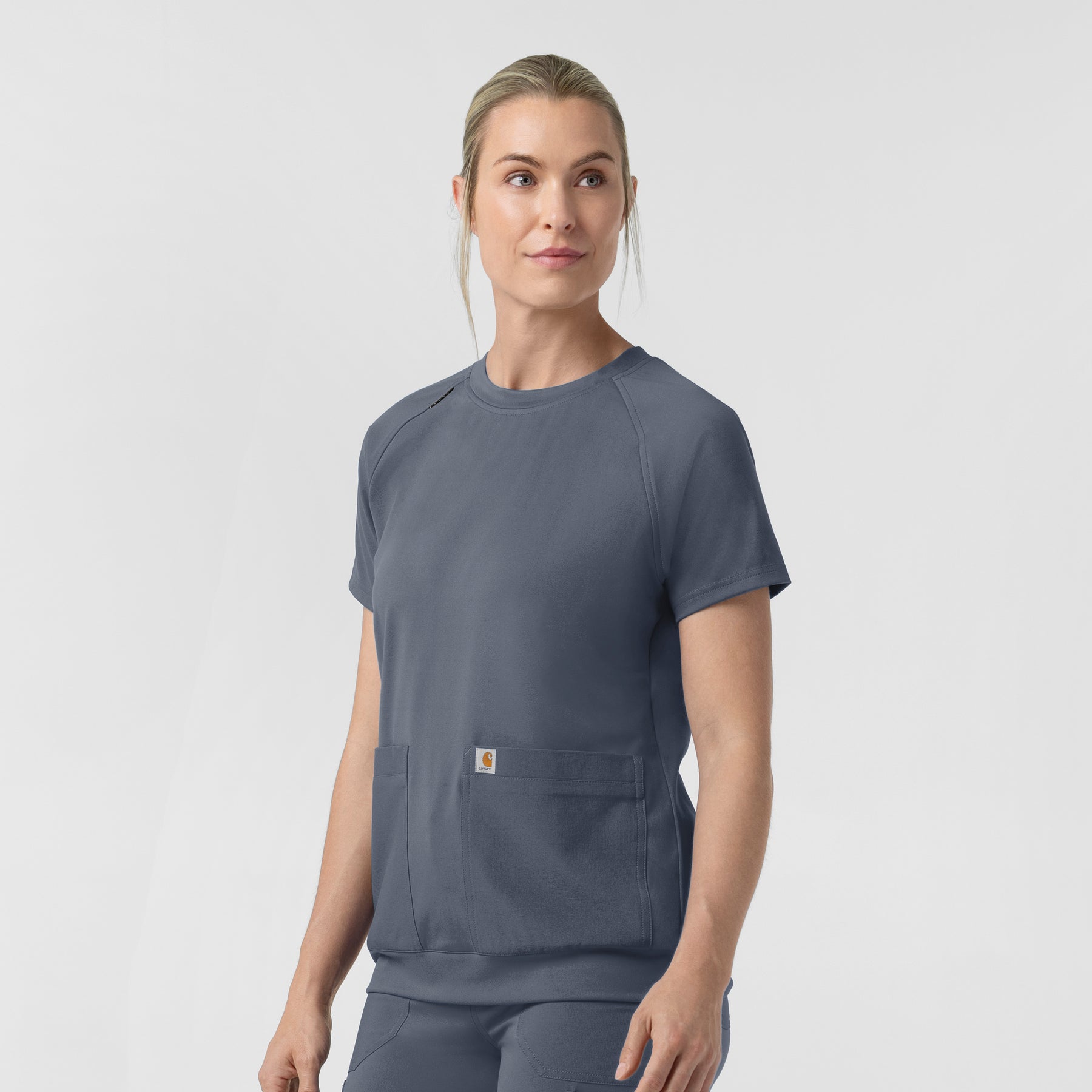 Cross-Flex Knits Knit Women's Crew Neck Scrub Top Approaching Storm side view