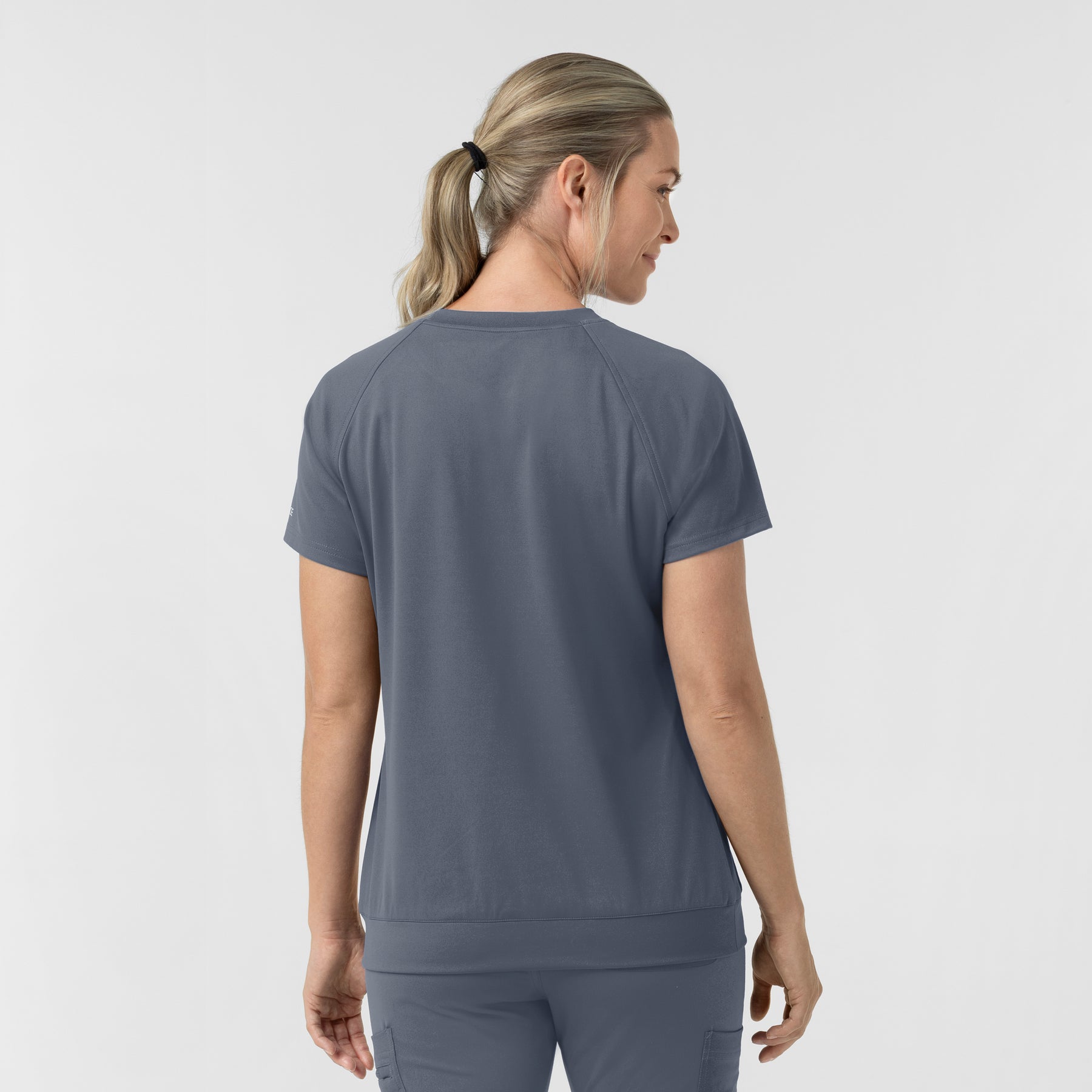 Cross-Flex Knits Knit Women's Crew Neck Scrub Top Approaching Storm back view