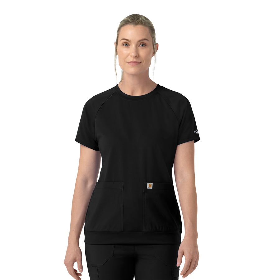 Force Cross-Flex Knit Women's Crew Neck Scrub Top Black