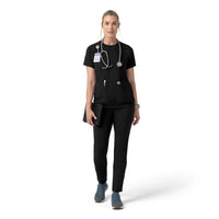 Force Cross-Flex Knit Women's Crew Neck Scrub Top Black full scrub set