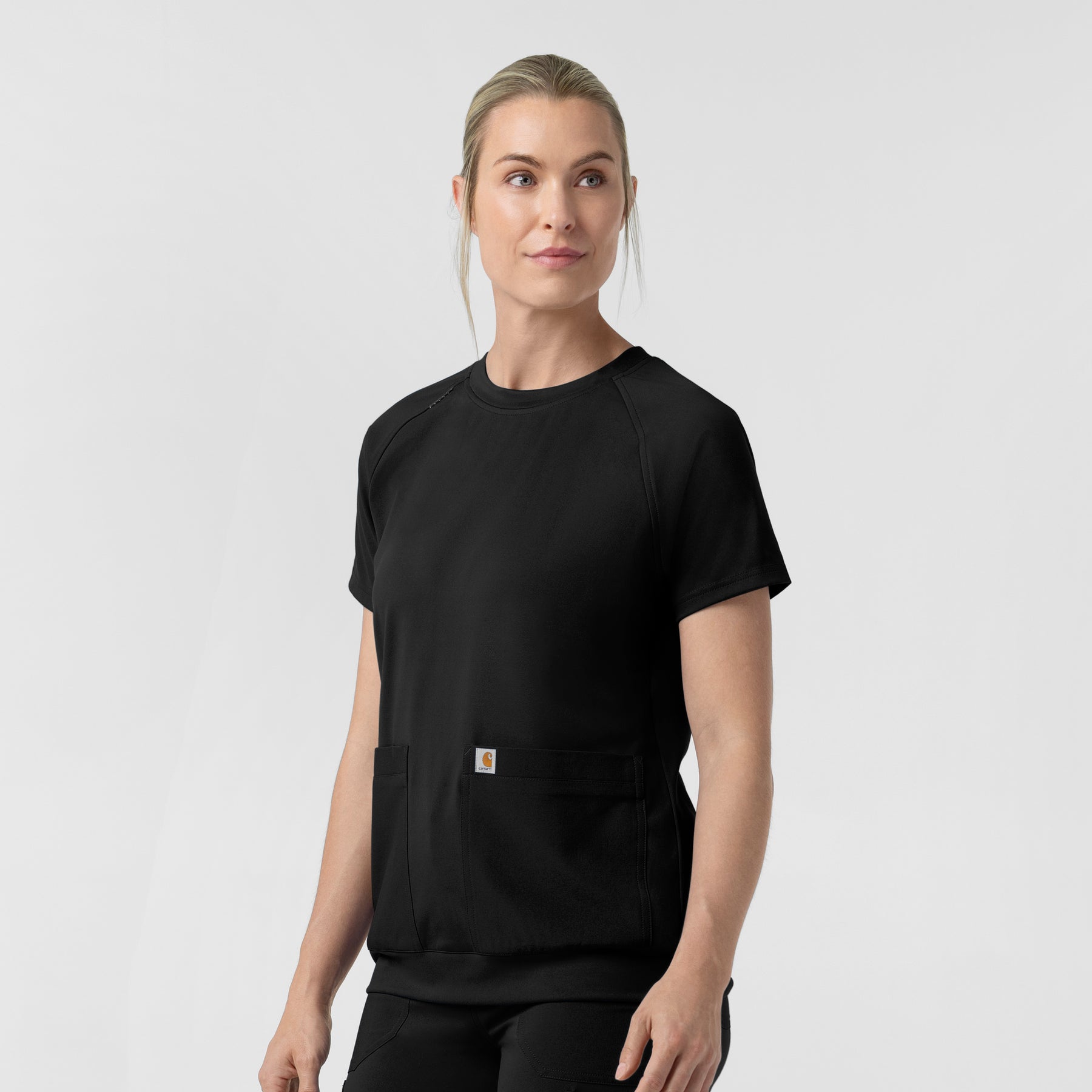 Force Cross-Flex Knit Women's Crew Neck Scrub Top Black side view