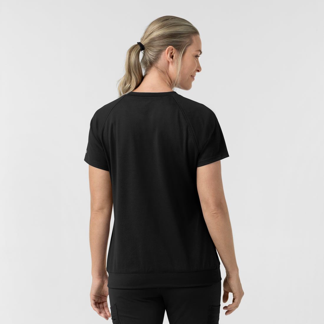 Force Cross-Flex Knit Women's Crew Neck Scrub Top Black back view
