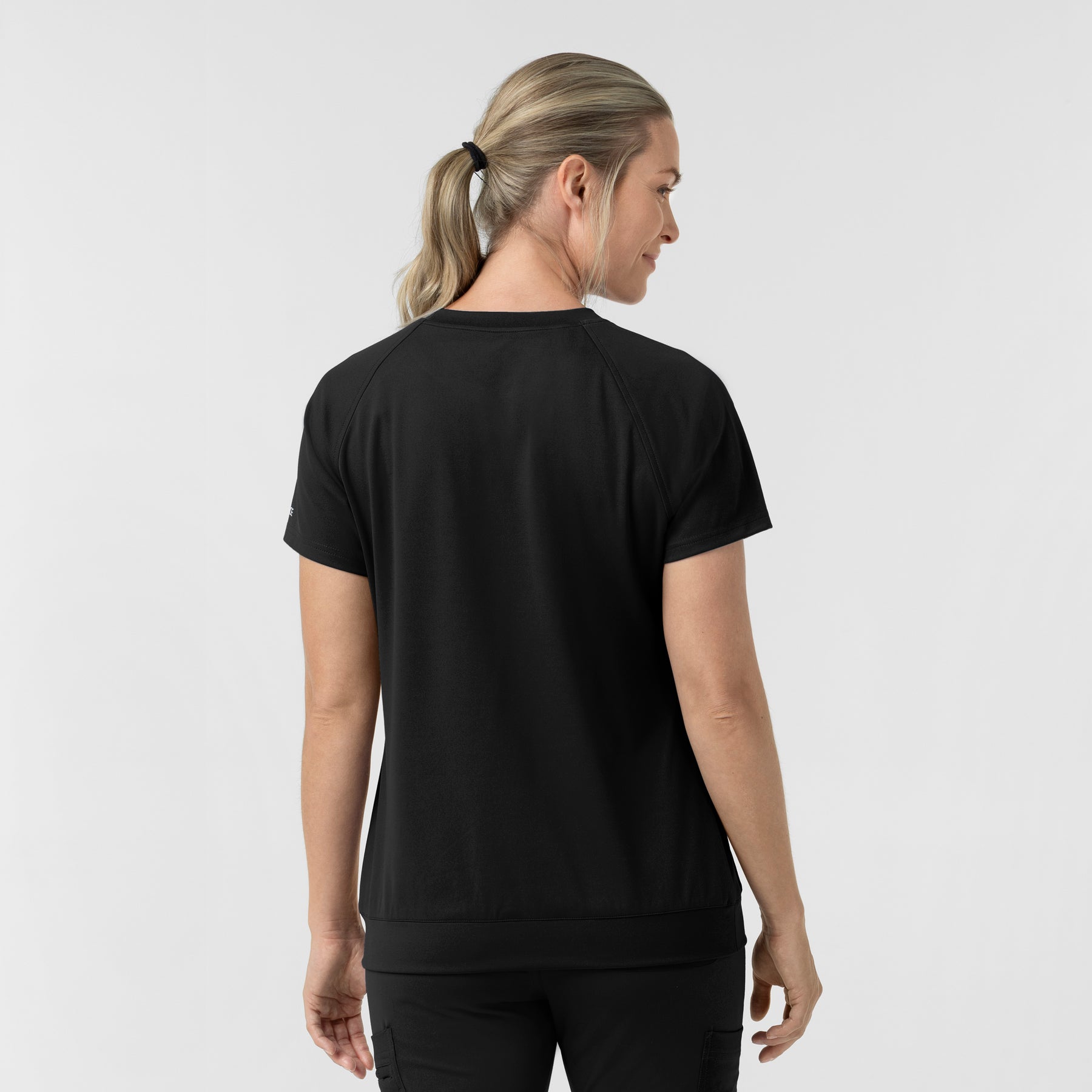 Force Cross-Flex Knit Women's Crew Neck Scrub Top Black back view