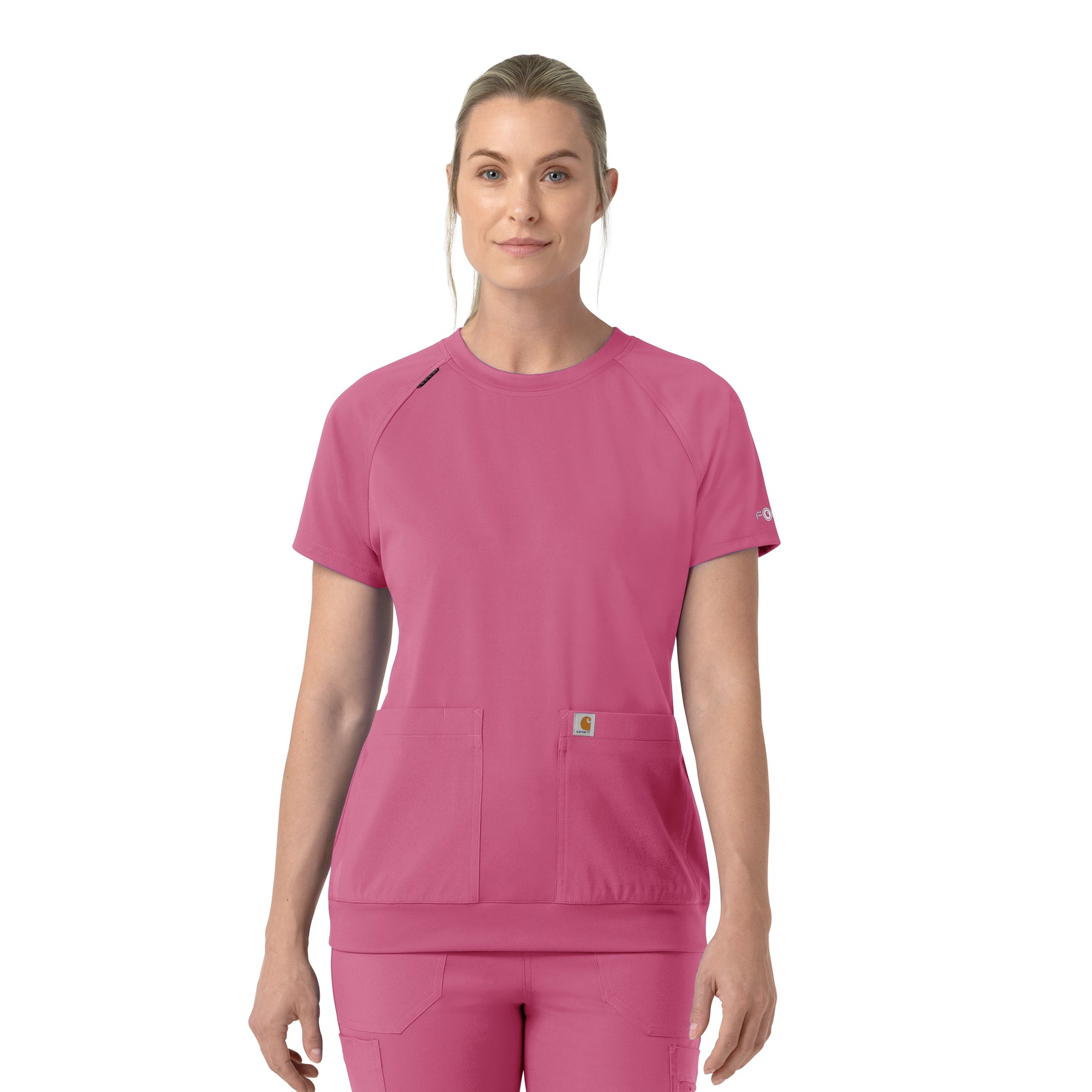 Force Cross-Flex Knit Women's Crew Neck Scrub Top Electric Fuschia