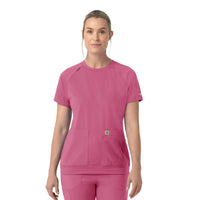 Force Cross-Flex Knit Women's Crew Neck Scrub Top Electric Fuschia