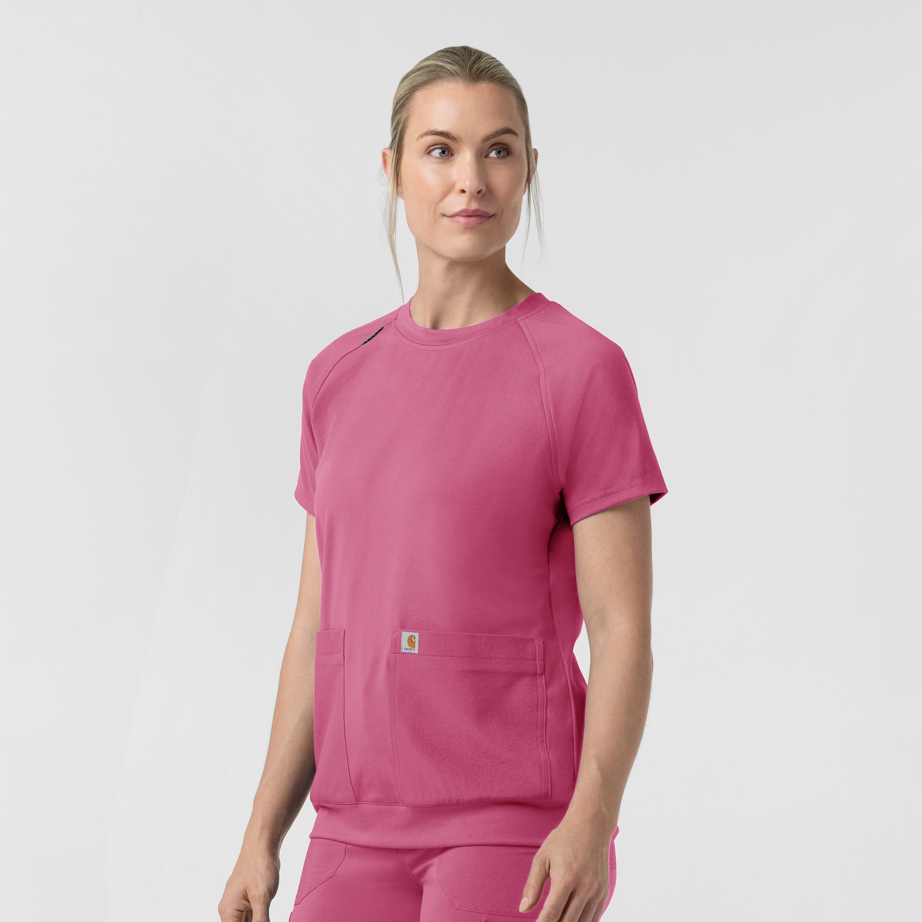 Force Cross-Flex Knit Women's Crew Neck Scrub Top Electric Fuschia side view