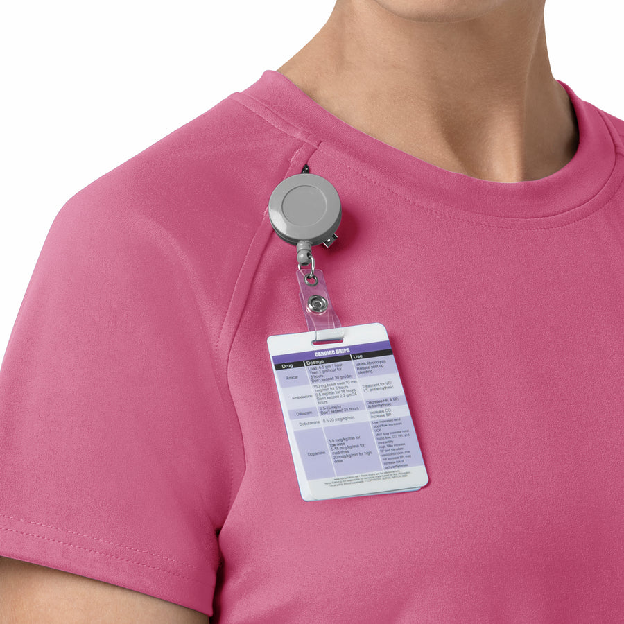 Force Cross-Flex Knit Women's Crew Neck Scrub Top Electric Fuschia hemline detail