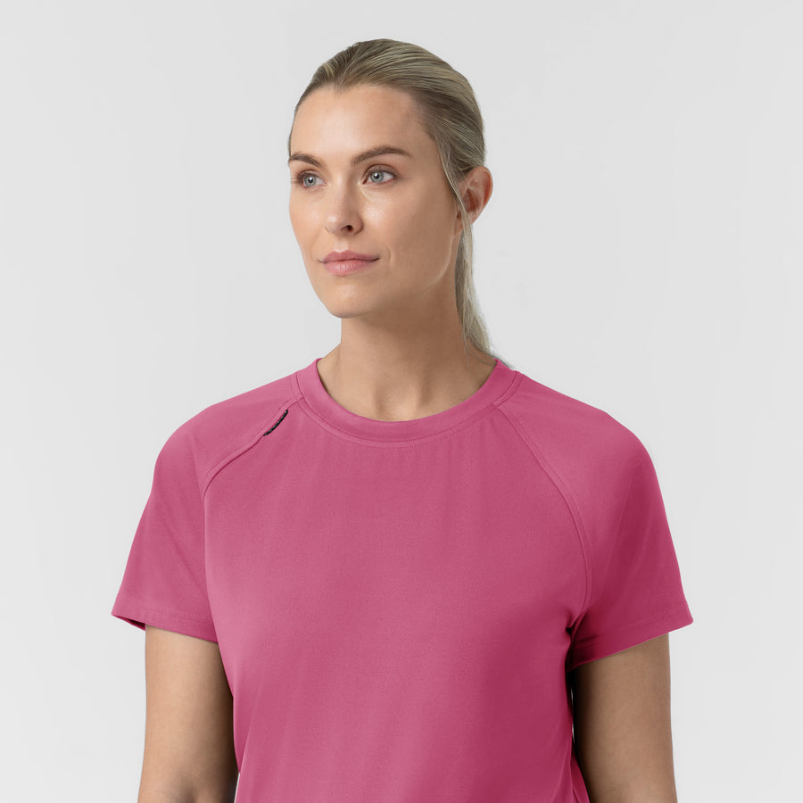 Force Cross-Flex Knit Women's Crew Neck Scrub Top Electric Fuschia back detail
