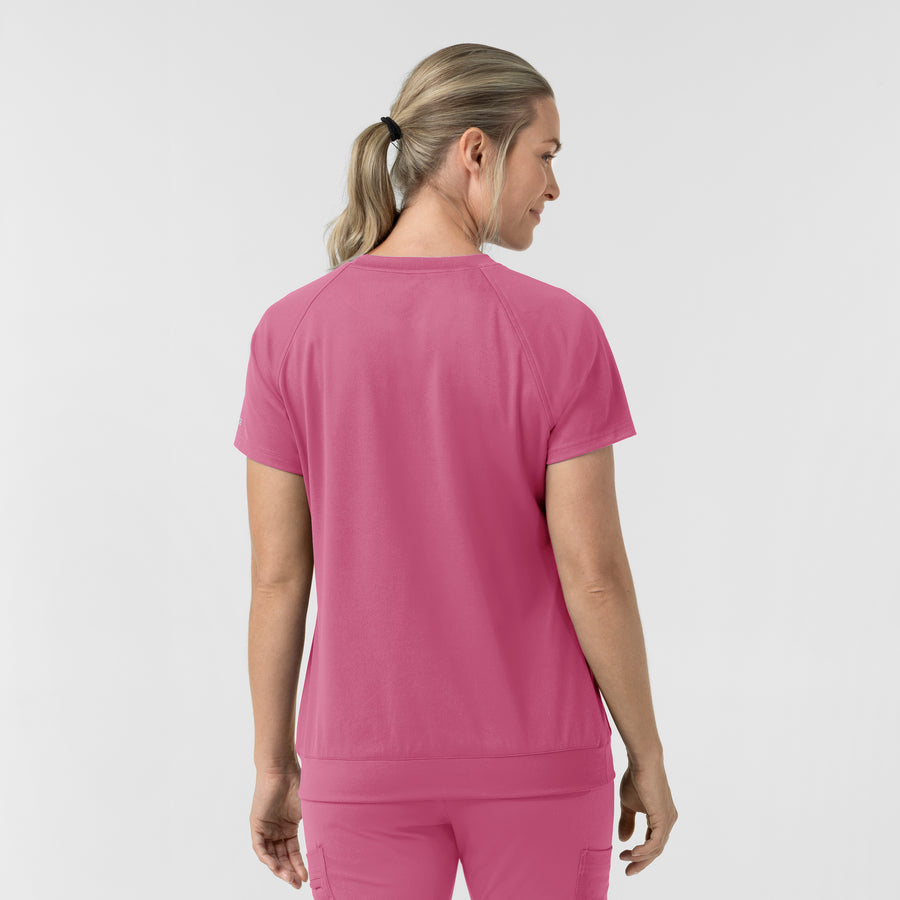 Force Cross-Flex Knit Women's Crew Neck Scrub Top Electric Fuschia back view