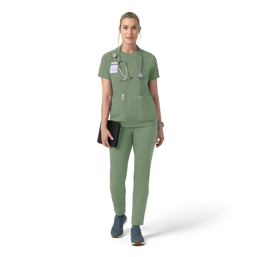 Force Cross-Flex Knit Women's Crew Neck Scrub Top Green Slate full scrub set