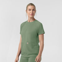 Force Cross-Flex Knit Women's Crew Neck Scrub Top Green Slate side view