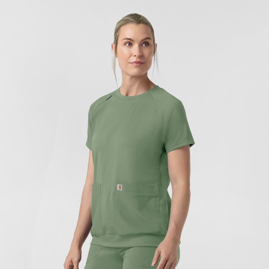 Force Cross-Flex Knit Women's Crew Neck Scrub Top Green Slate side view