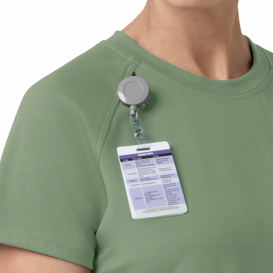 Force Cross-Flex Knit Women's Crew Neck Scrub Top Green Slate hemline detail