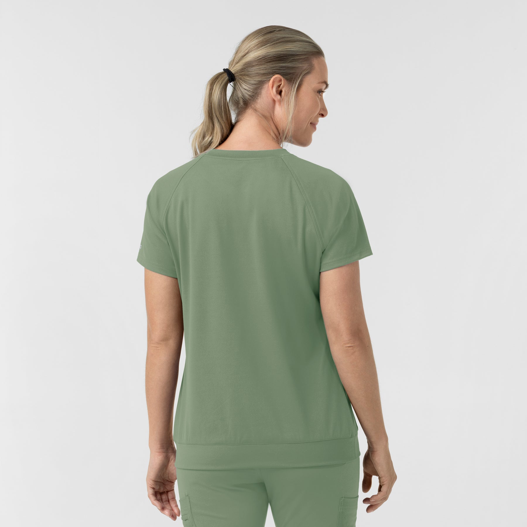 Force Cross-Flex Knit Women's Crew Neck Scrub Top Green Slate back view