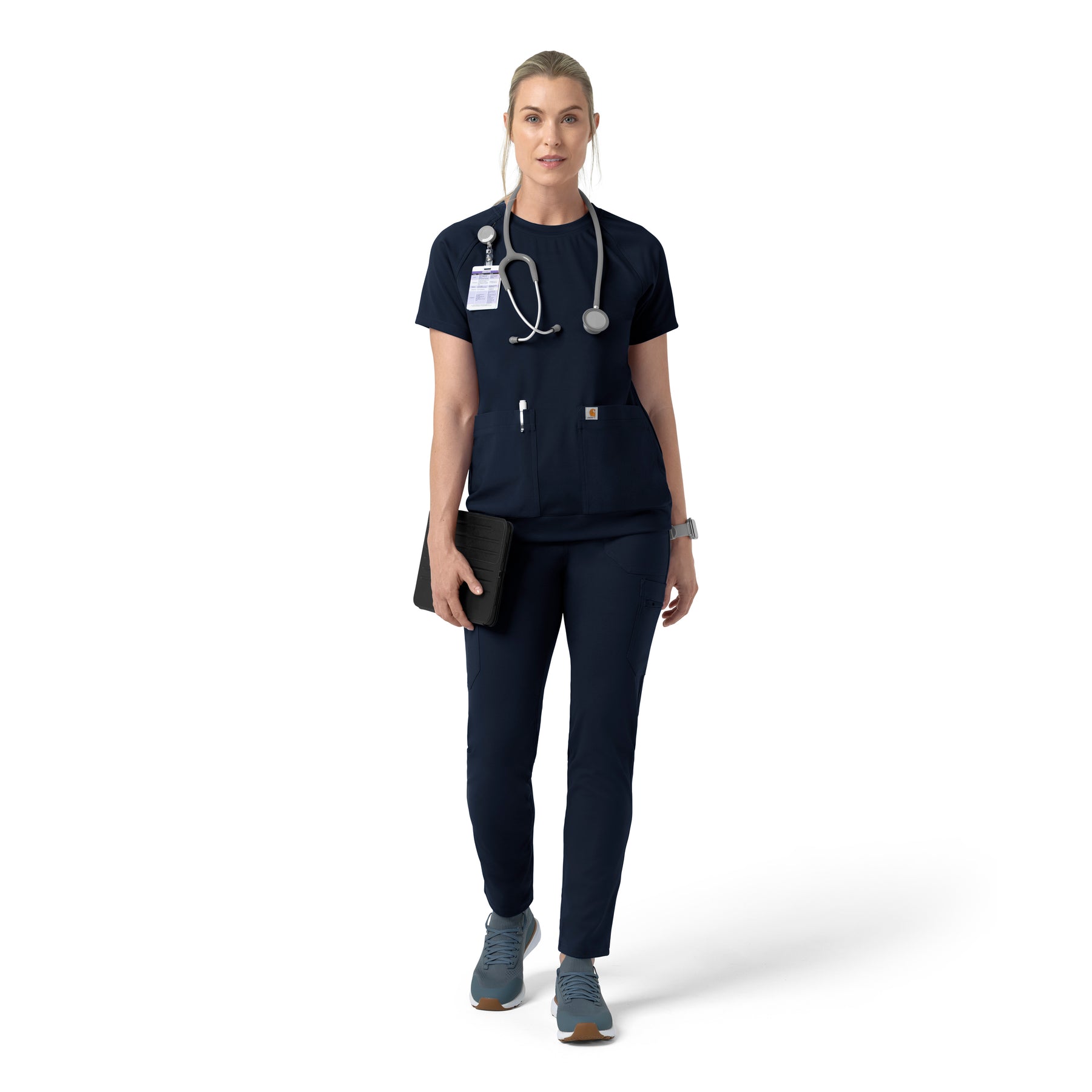 Force Cross-Flex Knit Women's Crew Neck Scrub Top Navy full scrub set