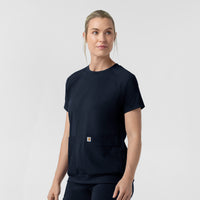 Force Cross-Flex Knit Women's Crew Neck Scrub Top Navy side view