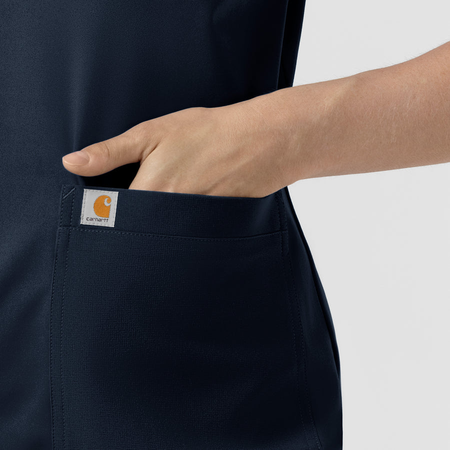 Force Cross-Flex Knit Women's Crew Neck Scrub Top Navy front detail