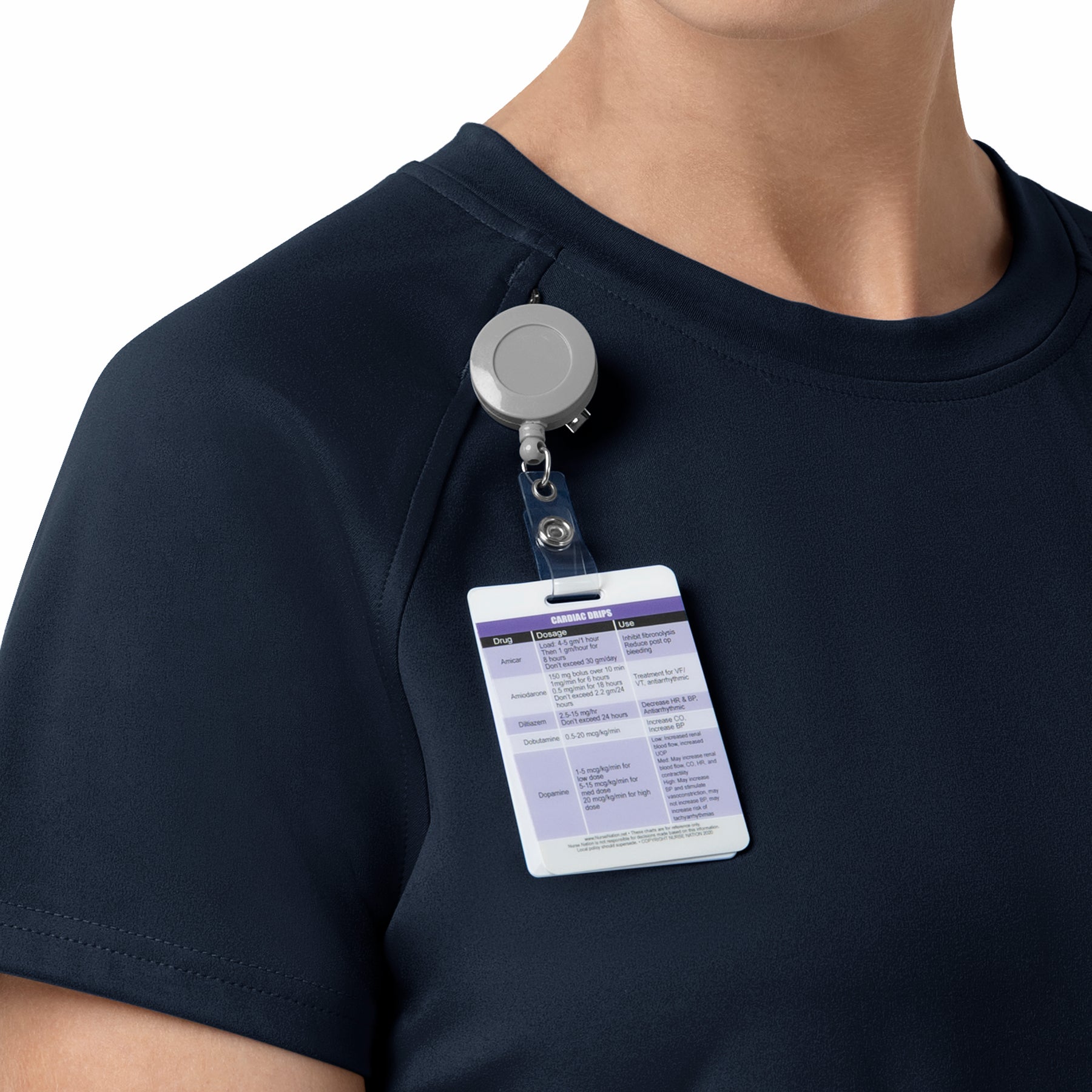 Force Cross-Flex Knit Women's Crew Neck Scrub Top Navy hemline detail