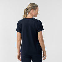 Force Cross-Flex Knit Women's Crew Neck Scrub Top Navy back view