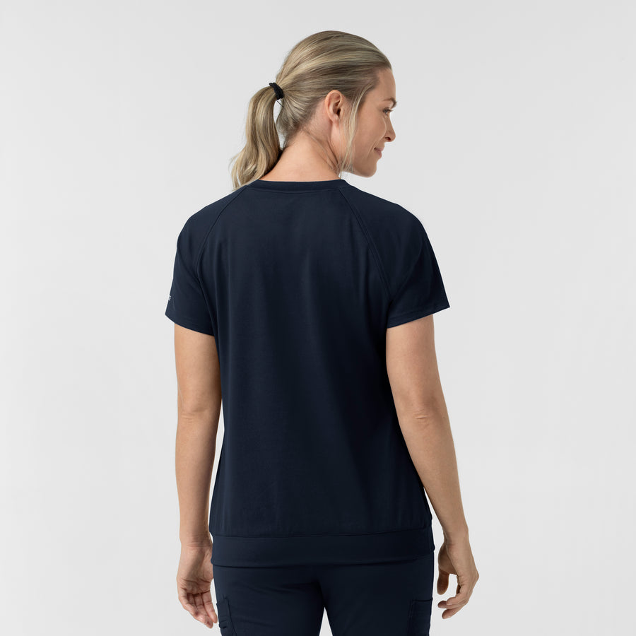 Force Cross-Flex Knit Women's Crew Neck Scrub Top Navy back view