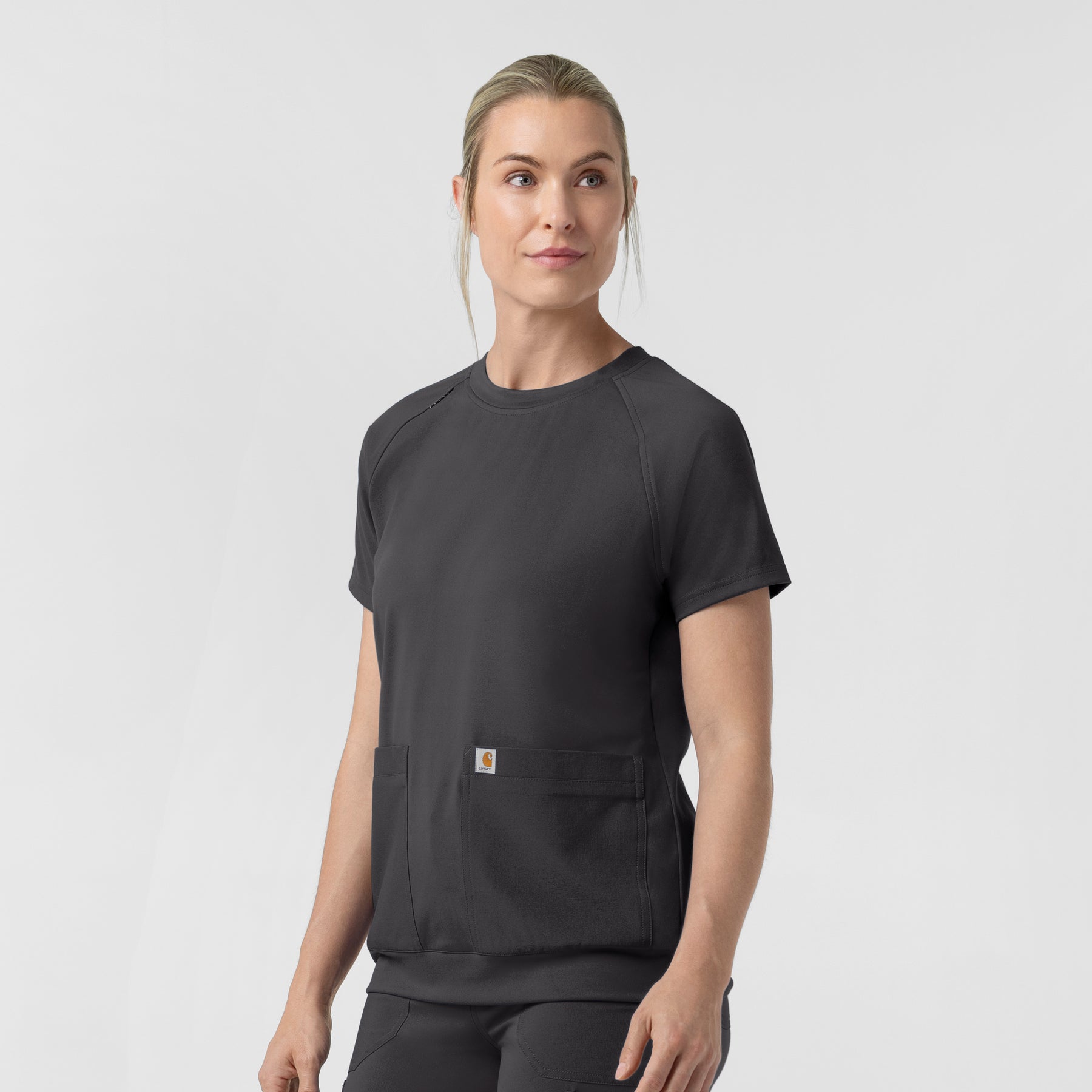 Force Cross-Flex Knit Women's Crew Neck Scrub Top Pewter side view