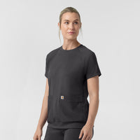 Force Cross-Flex Knit Women's Crew Neck Scrub Top Pewter side view