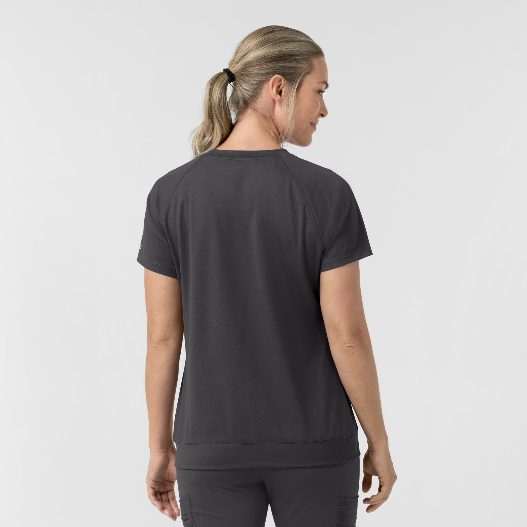 Force Cross-Flex Knit Women's Crew Neck Scrub Top Pewter back view