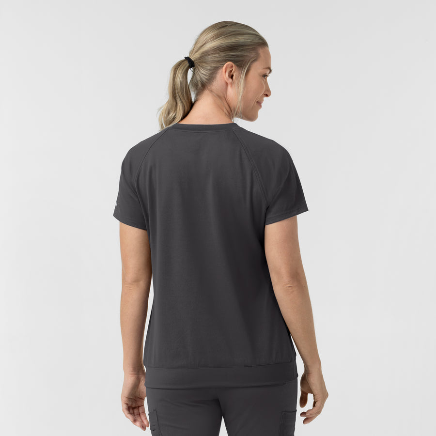 Force Cross-Flex Knit Women's Crew Neck Scrub Top Pewter back view