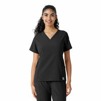 Force Cross-Flex Women's Knit Panel Scrub Top Black