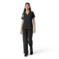 Force Cross-Flex Women's Knit Panel Scrub Top Black full scrub set