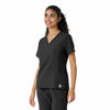 Force Cross-Flex Women's Knit Panel Scrub Top Black side view