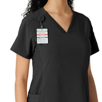Force Cross-Flex Women's Knit Panel Scrub Top Black side detail 1