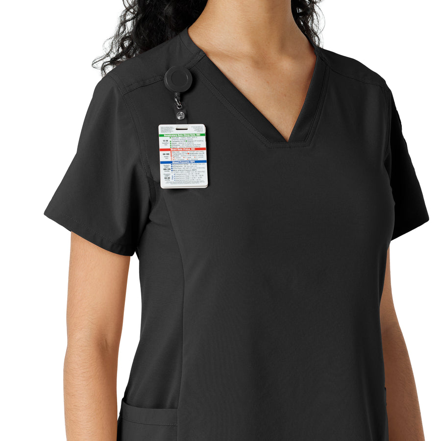 Force Cross-Flex Women's Knit Panel Scrub Top Black side detail 1