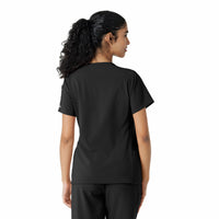 Force Cross-Flex Women's Knit Panel Scrub Top Black back view