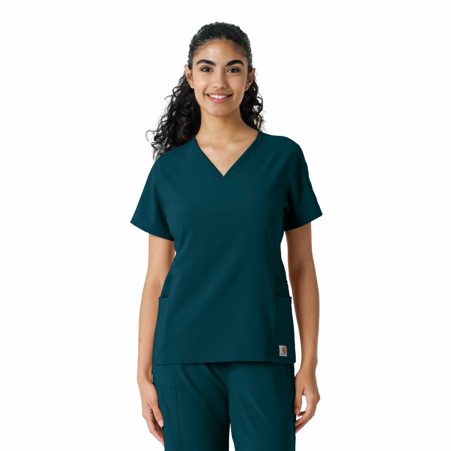 Force Cross-Flex Women's Knit Panel Scrub Top Caribbean
