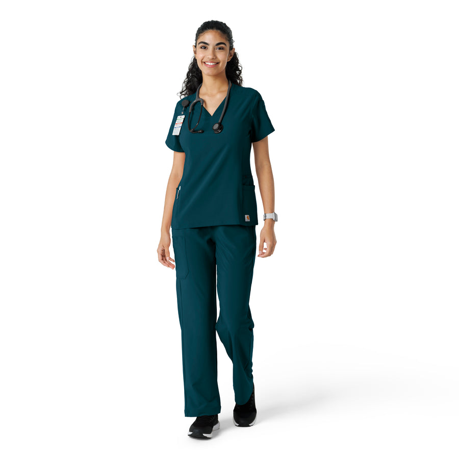Force Cross-Flex Women's Knit Panel Scrub Top Caribbean full scrub set