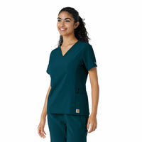Force Cross-Flex Women's Knit Panel Scrub Top Caribbean side view