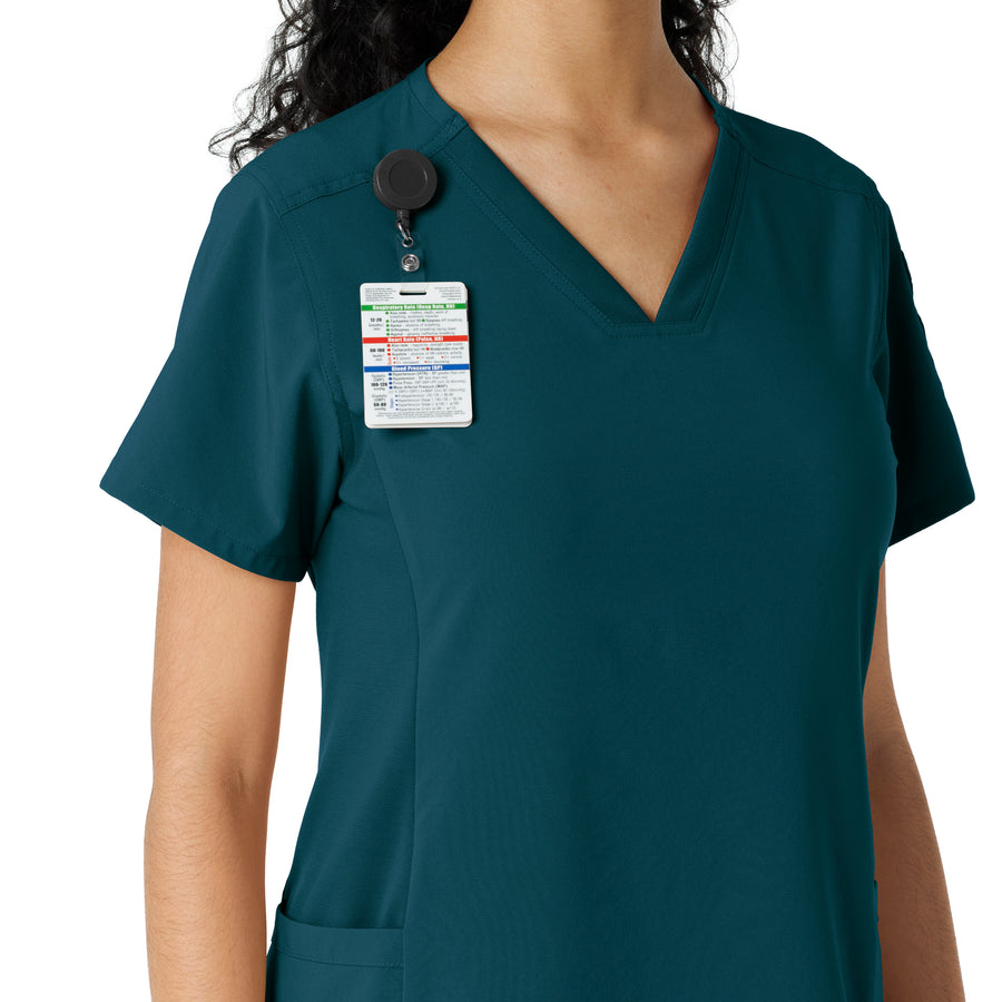 Force Cross-Flex Women's Knit Panel Scrub Top Caribbean side detail 1