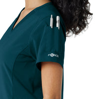 Force Cross-Flex Women's Knit Panel Scrub Top Caribbean side detail 2