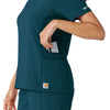 Force Cross-Flex Women's Knit Panel Scrub Top Caribbean hemline detail