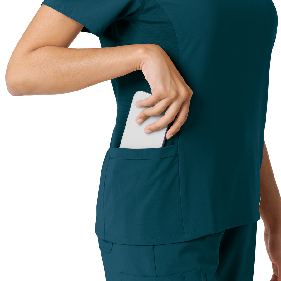 Force Cross-Flex Women's Knit Panel Scrub Top Caribbean back detail