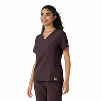 Force Cross-Flex Women's Knit Panel Scrub Top Dark Sepia side view