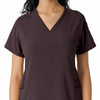 Force Cross-Flex Women's Knit Panel Scrub Top Dark Sepia front detail