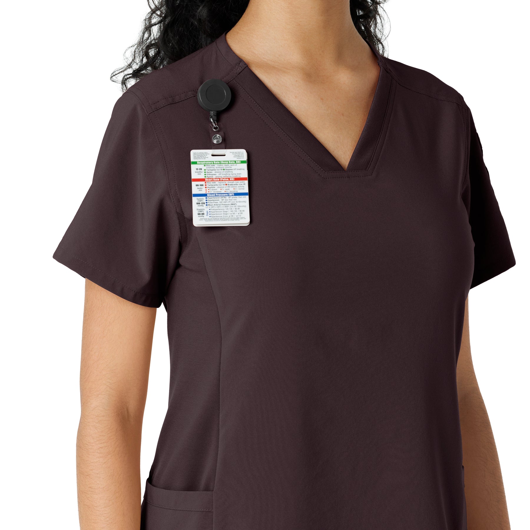 Force Cross-Flex Women's Knit Panel Scrub Top Dark Sepia side detail 1