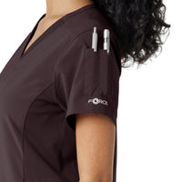 Force Cross-Flex Women's Knit Panel Scrub Top Dark Sepia side detail 2