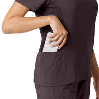 Force Cross-Flex Women's Knit Panel Scrub Top Dark Sepia back detail