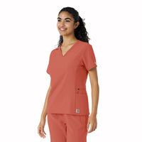 Force Cross-Flex Women's Knit Panel Scrub Top Dusty Cedar side view
