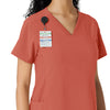 Force Cross-Flex Women's Knit Panel Scrub Top Dusty Cedar side detail 1